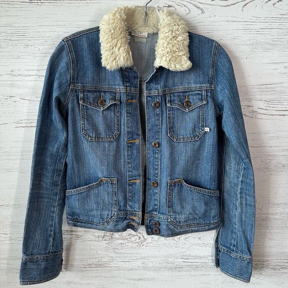 VINTAGE Y2K O’NEILL Faux Fur Collar Denim Jacket Western Small